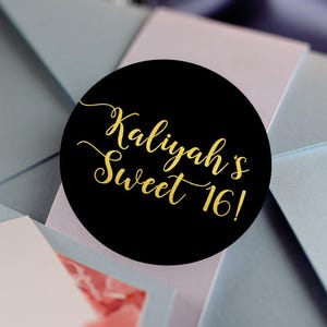 Sweet 16, Custom Labels - Personalized Stickers -  Round Stickers - Color Coordinated - Birthday Decor - Thank you