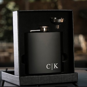 Personalized Engraved Flask, Personalized Black Flask, Groomsman Flask, Best Man Flask, Wedding Party Flask, Bridal Party Flask