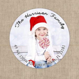 Round Christmas Address Labels Round Labels for Christmas | Etsy