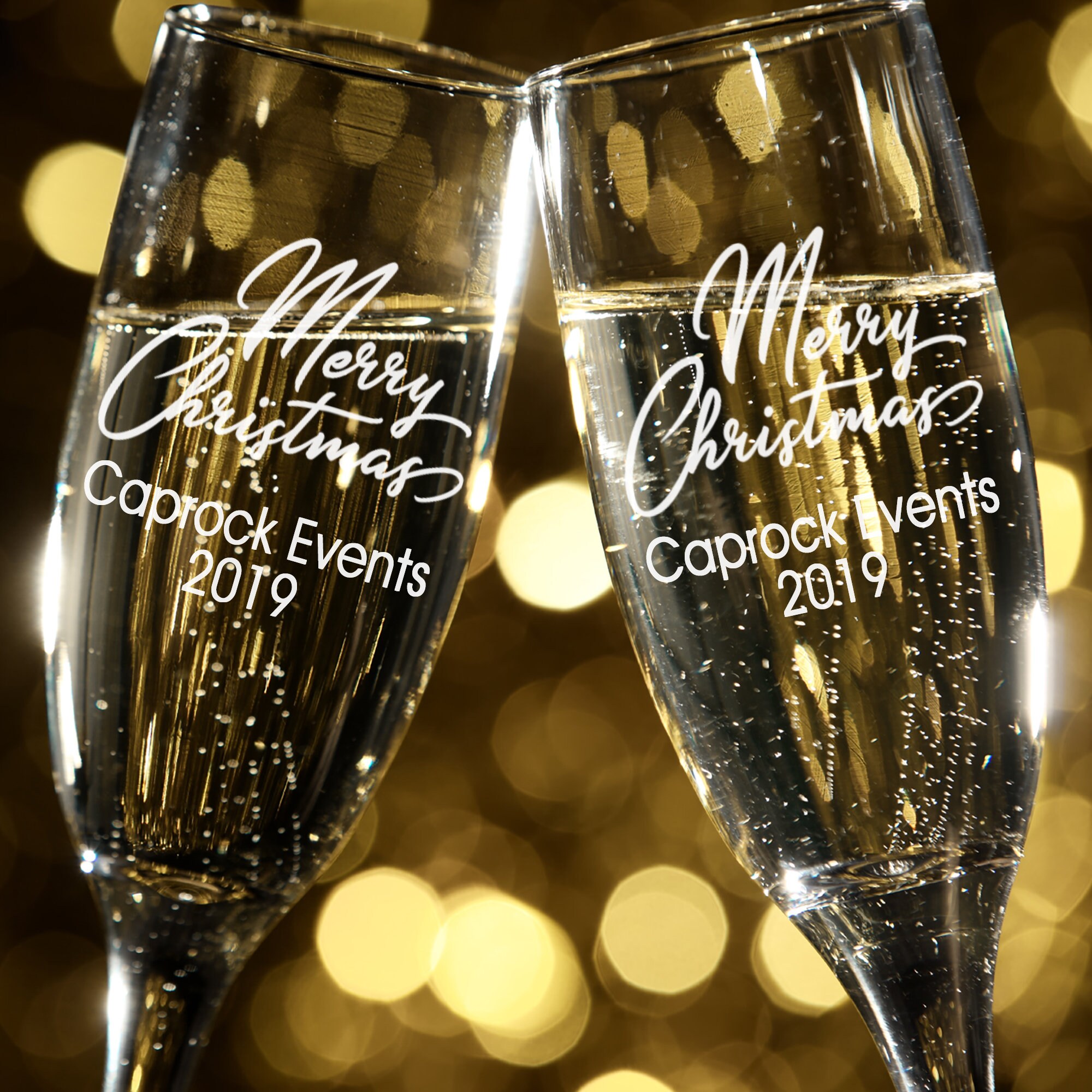 Merry Christmas Engraved Champagne Glasses Personalized - Etsy