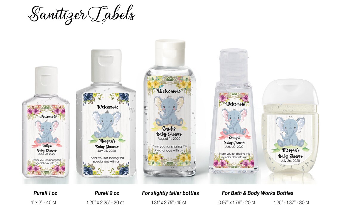 Mini Hand Sanitizer Labels for Small Bottles Baby Shower Etsy