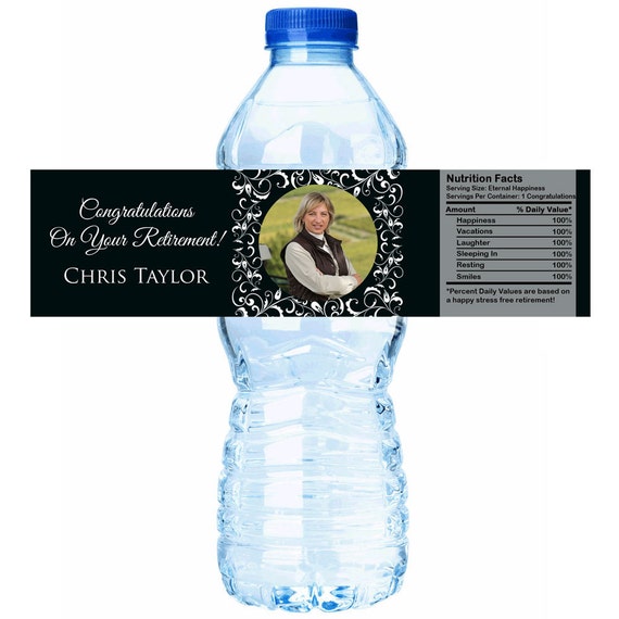 30 Ornate Picture Retirement Water Bottle Labels Select the quantity