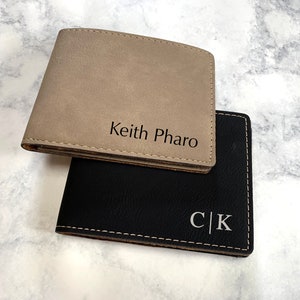 Cartera de hombre personalizada, cartera monograma, cartera delgada bifold de caballero, regalo de padrino, cartera personalizada, regalo para hombres, cartera de boda