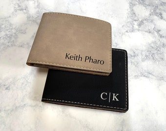 Personalized Men's Wallet, Monogrammed Wallet, Gentleman's Bifold Slim Wallet, Groomsman Gift, Custom Wallet, Gift For Men, Wedding Wallet