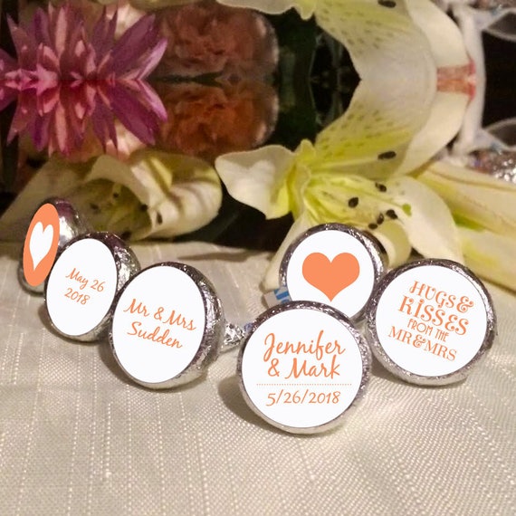 108 Mr and Mrs Hershey Kiss® Stickers -Wedding Kiss Labels - Candy Labels - Wedding Favors - Candy Stickers - Hearts - Hugs and Kisses Il_570xn