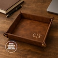 Personalized Leather Valet Tray for Men | Custom EDC Catch All Tray