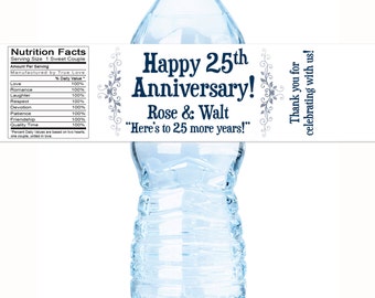 30 Anniversary Water Bottle Labels - Anniversary Decor - Anniversary Favors - 25th Anniversary - 50th Anniversary - Anniversary Party Ideas