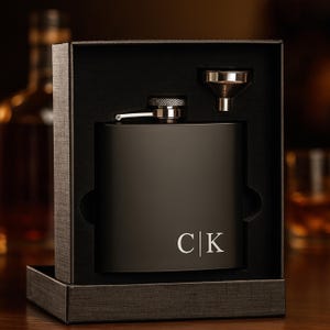 Personalized Black Flask | Custom Engraved Hip Flask Gift