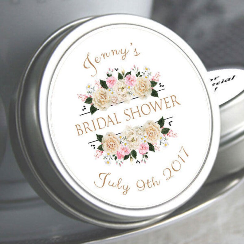 Bridal Shower Mint Tins, Personalized Mint Favor Mint to Be Wedding Favor Personalized Bridal Shower Favor, Mint Tin Favors. White Roses image 1