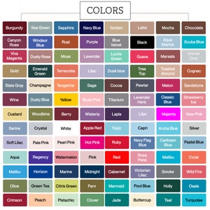 May include: A chart of 100 color swatches with the word "COLORS" at the top. The colors are arranged in rows and columns, with each color labeled with its name. The colors include shades of red, blue, green, yellow, purple, brown, pink, orange, and white.