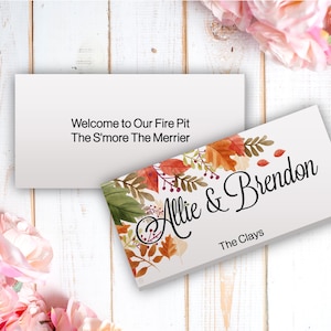Fall Wedding Favors, Large Candy Bar Wrappers, Fall Favors, Party Favors, Personalized Favors, Wedding Bridal Shower (Set of 12)