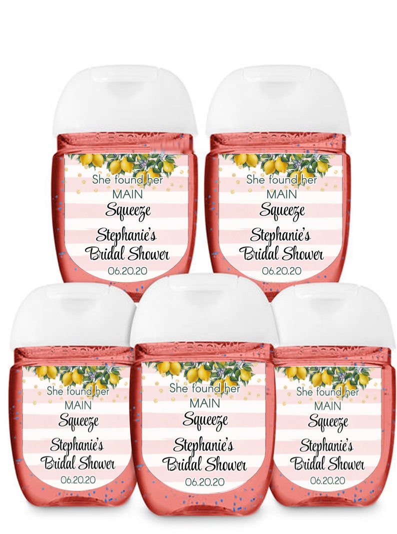 Lemon Hand Sanitizer Labels Rectangular Labels Rehearsal Bridal Shower Wedding Shower Lemon Labels image 4