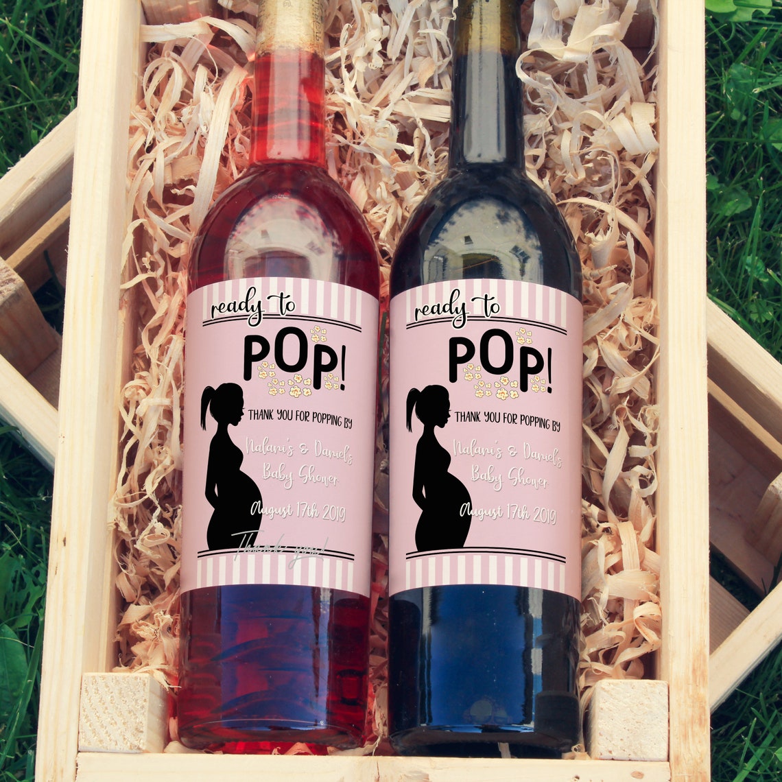 Ready to POP Baby Shower Wine Labels Baby Shower Wine Favor Etsy