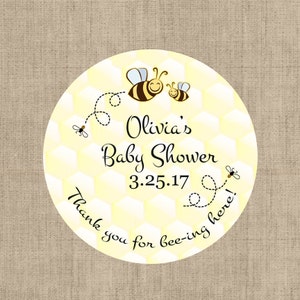 Bumble Bee Baby Shower Favors Bumble Bee Party Favors Bumble Bee Baby Shower Stickers Round Stickers Thank You Favors image 2