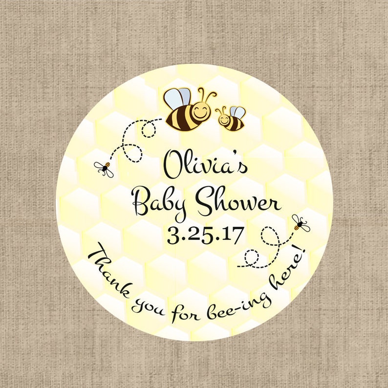 Bumble Bee Baby Shower Favors Bumble Bee Party Favors Bumble Bee Baby Shower Stickers Round Stickers Thank You Favors image 2