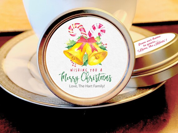 Wishing You A Merry Christmas Vintage Carolling Bells Mint Tins - Holiday Mints - Christmas Mint Favors - Holiday Party Favors Il_570xn