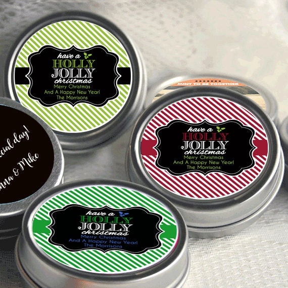 12 Personalized Christmas Mint Tins Favors - Holly Jolly Christmas - Christmas Favors - Winter Favors - Christmas Decor - Stocking Stuffers Il_570xn