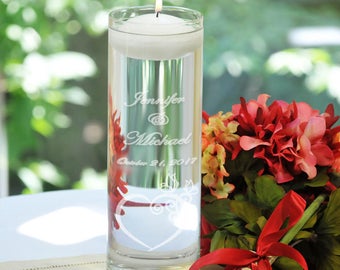 Personalized Floating Unity Candles - Heart and Butterflies