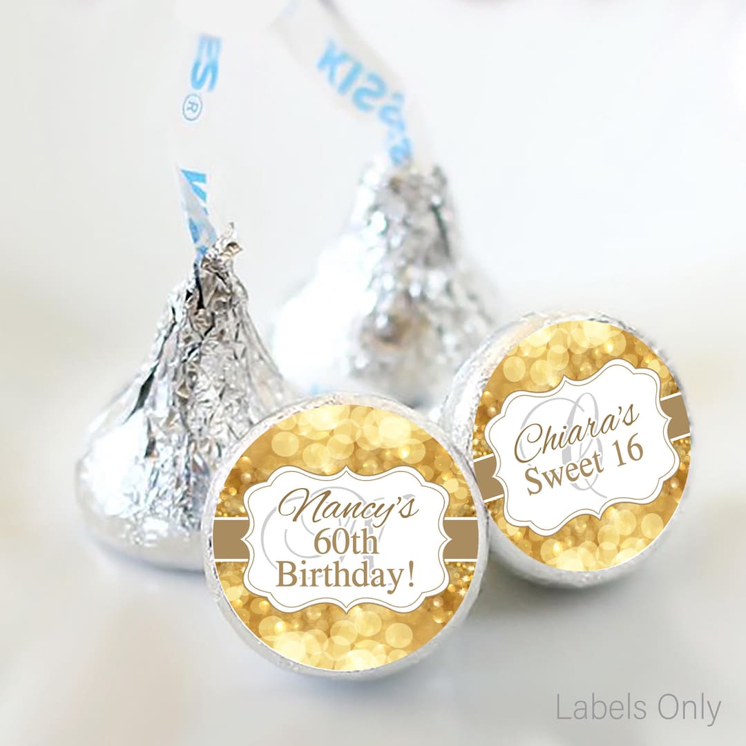 Personalized Gold Birthday Candy Stickers | Party Favor Labels - Etsy