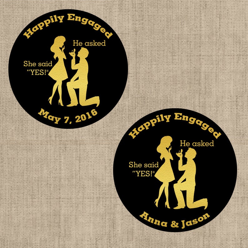 Glossy Round Labels Engagement Party Decor Engagement Announcement Engagement Favors Happily Engaged Thank You Stickers image 2