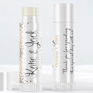 Personalized Gold Dots Lip Balm Labels: Weddings, Showers, Birthdays, Retirement, Business and more