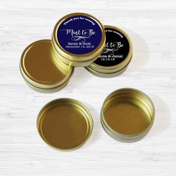 12 Personalized Favor Tins - Gold Wedding Favor Tins - Gold Mint Tins - Wedding Favors - Wedding Decor - Mint to Be Il_570xn