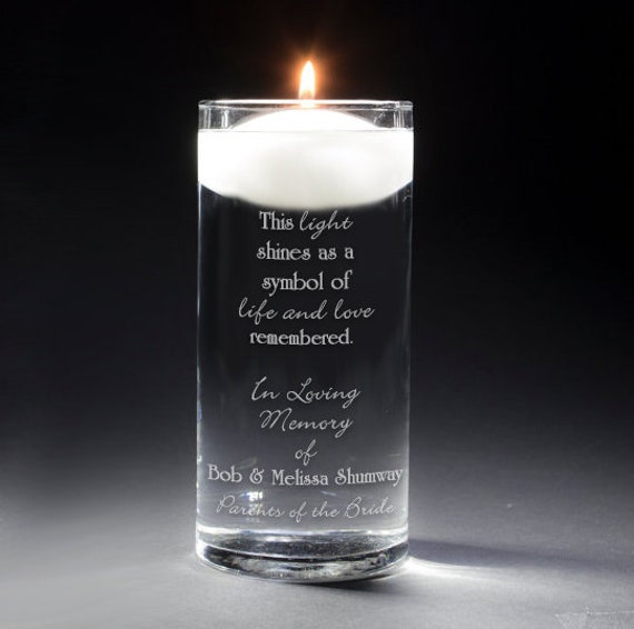 Personalized In Loving Memory Memorial Vase - Floating Wedding Memorial Candle - This light shines as a symbol of life & love remembered Il_570xn