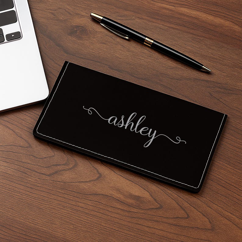 Personalized Leather Checkbook Cover · Custom Engraved Monogram ...