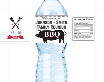 30 Custom Family Barbecue BBQ Labels for Water Bottles, Jars, Cans and more. Self Stick, Family Reunion Labels, BBQ Labels, Fun BBQ Labels