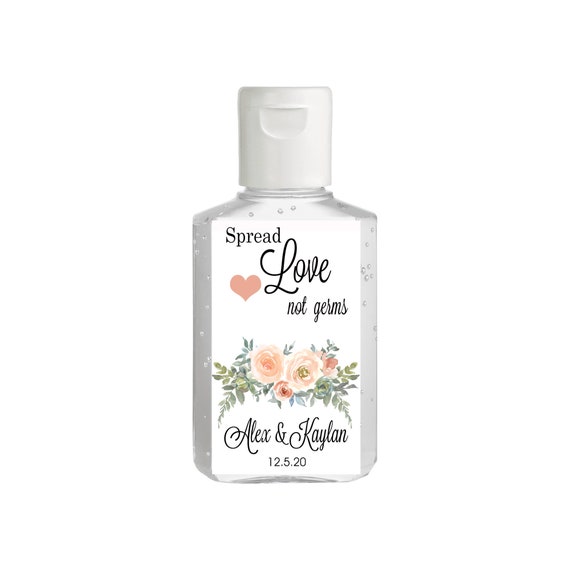 Purell hand sanitizer labels 2 oz. size bottle - Bridal Shower Labels - Hand Sanitizer Labels - Bridal Shower Decor - Spread Love Not Germs Il_570xn