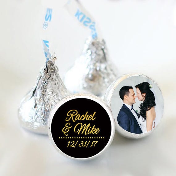 Hershey Kiss® Stickers, Gold Heart Hershey Kiss Stickers Wedding, Personalized Kiss Labels, Wedding Favors, Wedding Kiss Seals Il_570xn