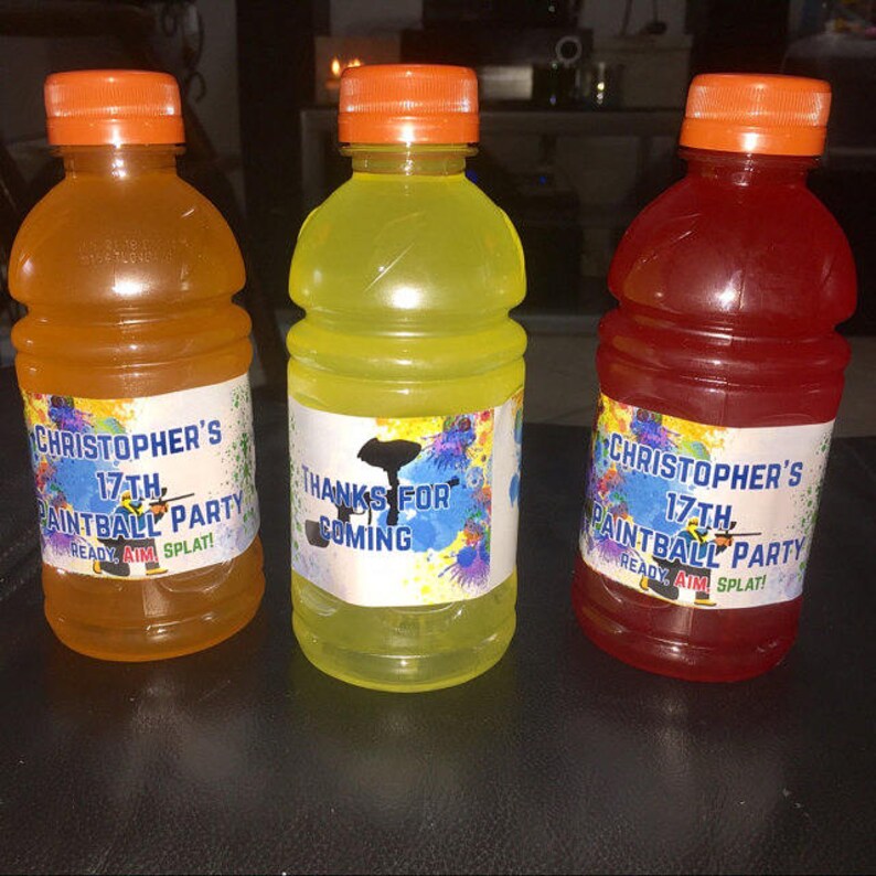 30 Paintball Birthday Water Bottle Labels Paintball Bottle Etsy
