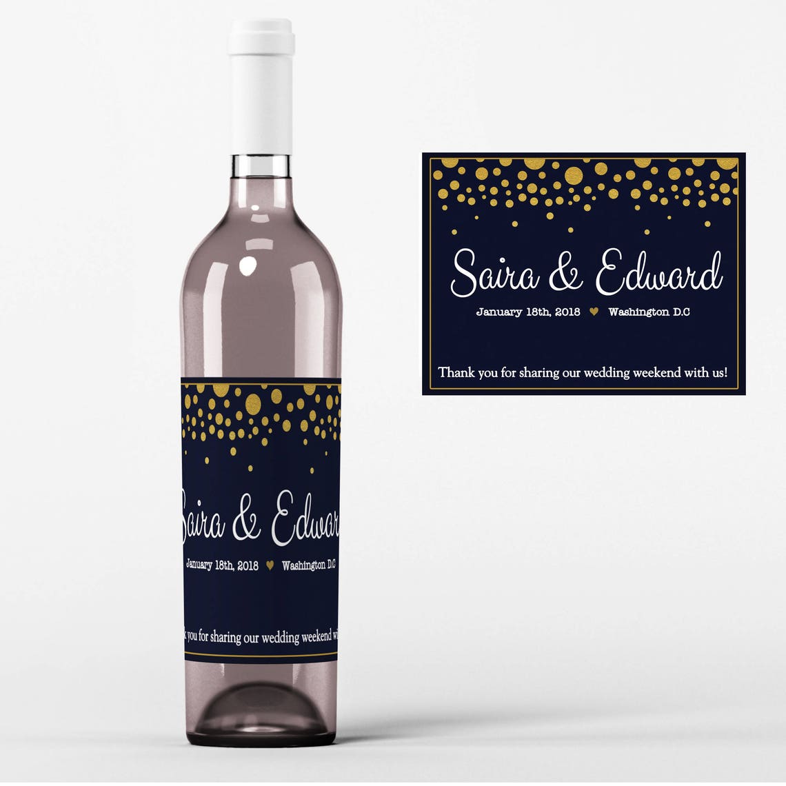 Gold Dots Wine Labels Wedding Wine Labels Gold Dots Etsy