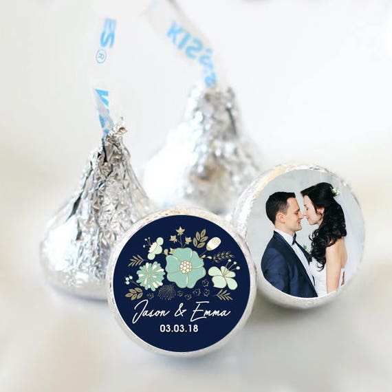 108 Winter Wedding Hershey Kiss® Stickers - Hershey Kiss Stickers - Hershey Kiss Labels - Candy Stickers - Navy Blue Hershey® favors Il_570xn