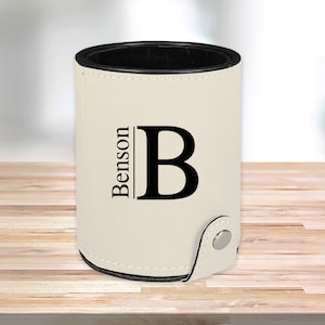 Personalized Leather Dice Cup, White, Groomsmen Dice Cup, Groomsmen Gifts, Gifts for Dad, Husband Gift, Gifts for Him