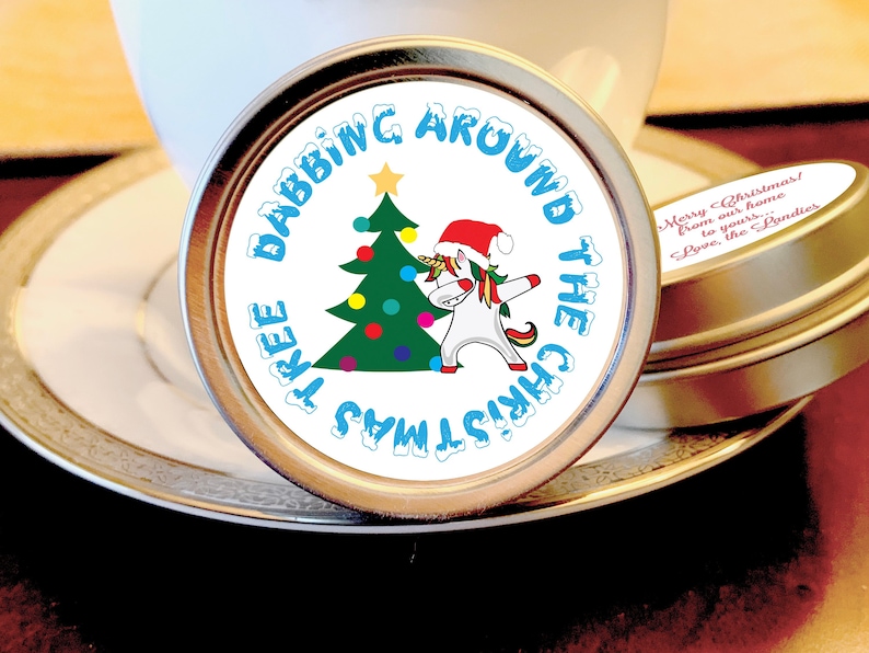 Christmas Favors Unicorn... Dabbing.. Christmas Party Favors Christmas Tin Mints 12 Personalized Christmas Mint Tins Favors