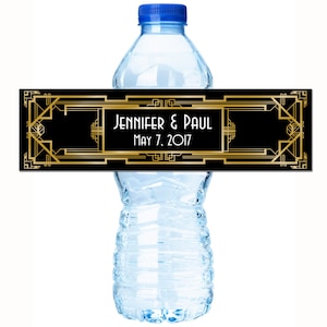 30 Gatsby Themed Wedding Water Bottle Labels, Personalized Water Bottle Labels, Art Deco, Gatsby Wedding, Waterproof water label