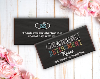Personalized Retirement Candy Bar Wrappers | Set of 12