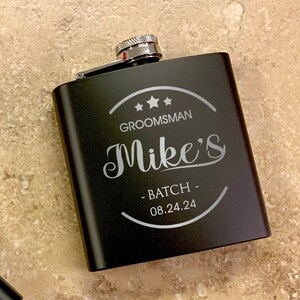 Personalized Black Flask, Hip Flask, Best Man Gift, Wedding Party Gift, Groomsman Gift, Custom Engraved Flask, Groomsman Wedding Gift