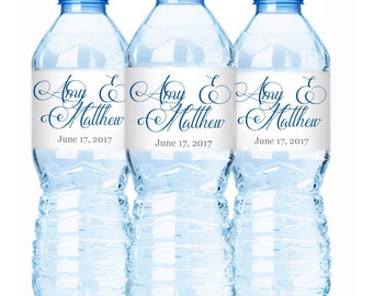 30 Wedding Water Bottle Labels, Personalized Water Bottle Labels, Custom Color Labels, Wedding Welcome Bags, Your Colors Wedding Labels