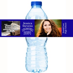Graduation Water Bottle Labels - Graduate Bottled Water Labels - 30 Custom Water Bottle Labels - Photo Graduate Water Bottle Labels