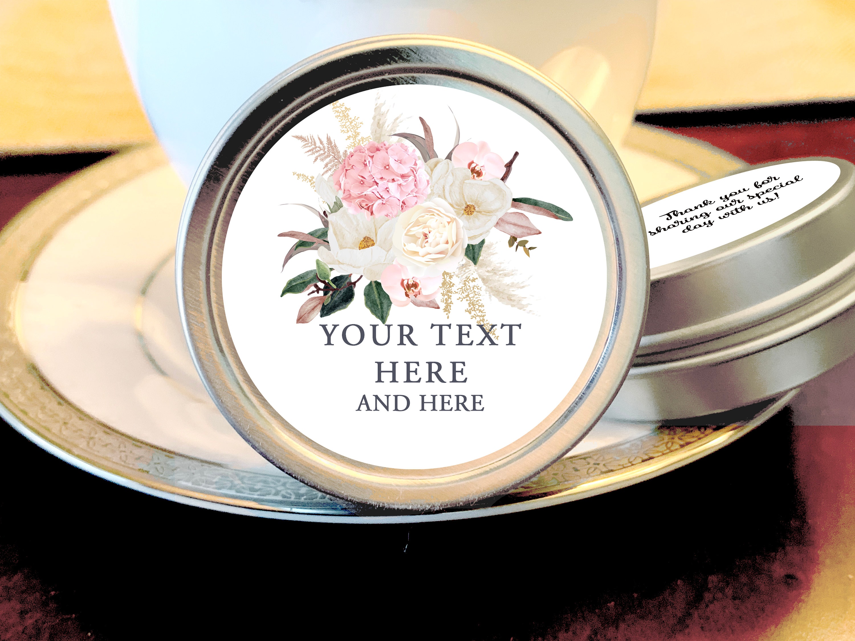 Personalized Silver Round Candy Tin | Magnolia | Magnolia Favors | Mint ...