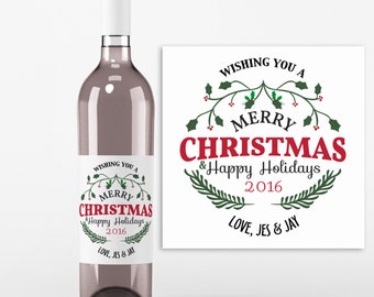 Personalized Christmas Wine Bottle Label – Secret Santa Gift