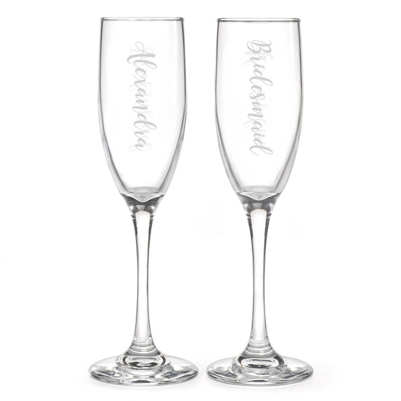 Personalized Wedding Party Flutes, 2 Toasting Flutes, Bridesmaids Flute, Maid of Honor Flute, Mother of the Bride, Mother of the Groom Il_570xn