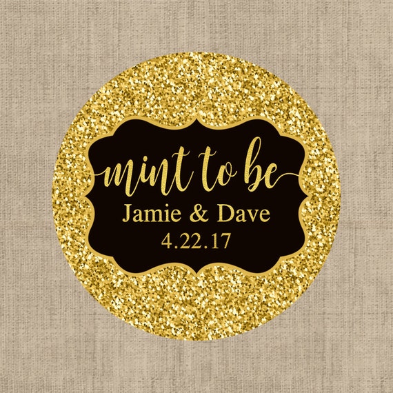 Mint to Be Gold Stickers, Custom Labels Wedding Labels Bridal