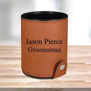 Personalized Leather Dice Cup, Rawhide, Groomsmen Dice Cup, Groomsmen Gifts, Gifts for Dad, Husband Gift, Gifts for Him