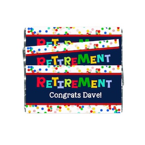 Personalized Retirement Candy Bar Labels: Set of 12
