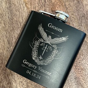 Personalized Black Flask, Hip Flask, Best Man Gift, Wedding Party Gift, Groomsman Gift, Custom Engraved Flask, Groomsman Wedding Gift image 10