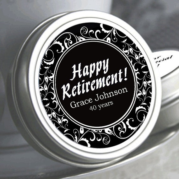 12 Decorative Retirement Mint Tins - RetireMints - Custom Color - Retirement Favors - Retirement Decor - Retirement Mints - Retired Il_570xn