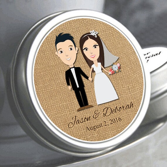 Personalized Customized Cute Wedding Couple Holding Hands Mint Tins - Custom Hair Color - Custom Eye Color - Bride and Groom Favors Il_570xn
